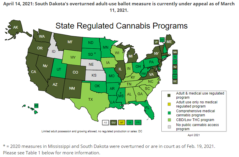 State Regulated Cannabis Programs Map