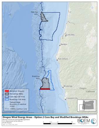 Oregon Wind Energy Areas - Option 2 Coos Bay and Modified Brookings WEAs